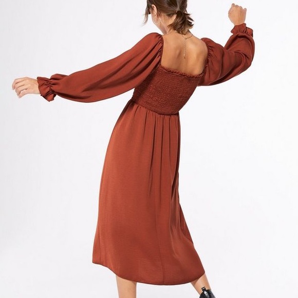 NWT ASOS shirred square neck midi dress - Picture 2 of 4